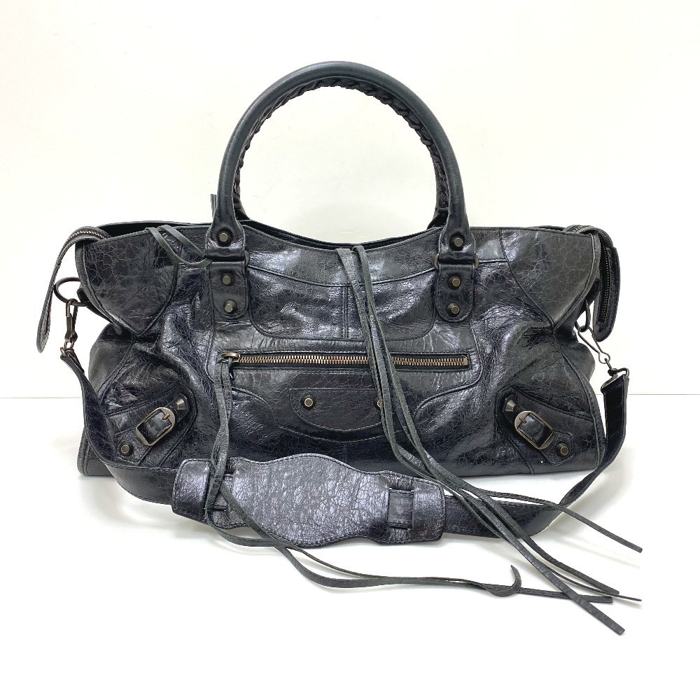 Balenciaga Time The Handbag Part Leather Black